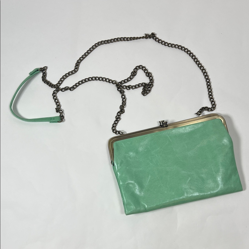 HOBO Seafoam Leather Clutch with Chain Strap